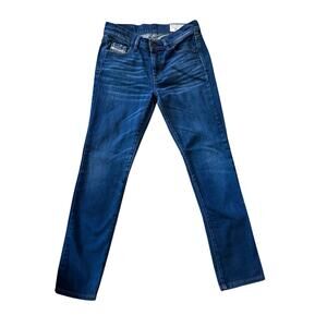 Diesel Hi-Vy Super Slim Straight Jeans Womens Size 26x30 Blue Stretch Denim